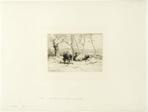 Moutons et cinq arbres - Charles Emile Jacque