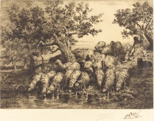 Abreuvoir aux moutons - Charles Emile Jacque
