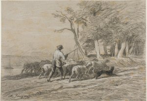 Le berger et son troupeau - Charles Emile Jacque