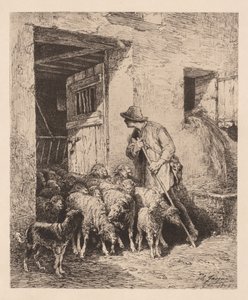 La sortie du troupeau, 1876 - Charles Emile Jacque