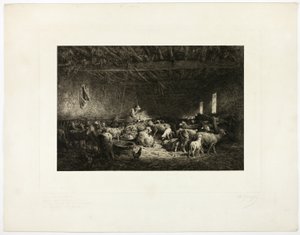 La grande bergerie, planche horizontale - Charles Emile Jacque