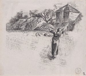 Femme portant une gerbe, vers 1853 - Charles Emile Jacque