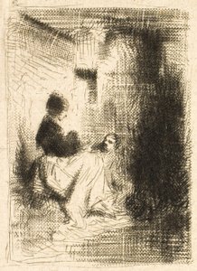 Femme et ses enfants - Charles Emile Jacque