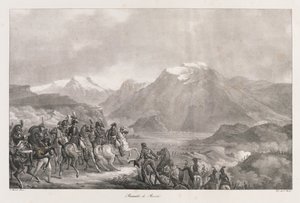 Bataille de Rivoli, début du 19ème siècle (lithographie) - Charles Etienne Pierre Motte