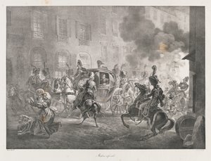 Machine infernale, début du 19ème siècle (lithographie) - Charles Etienne Pierre Motte