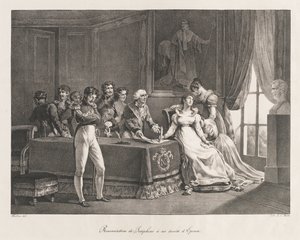 Joséphine renonçant à ses droits, début du 19ème siècle (lithographie) - Charles Etienne Pierre Motte