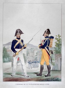 Uniforme des gendarmes royaux à pied, France, 1823 - Charles Etienne Pierre Motte