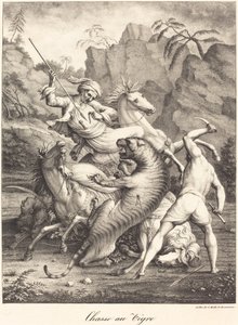 Chasse au tigre - Charles Etienne Pierre Motte after Auguste Jacques Regnier
