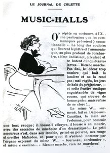Caricature de Colette de son essai sur les Music-Halls dans Vrilles de la Vigne, publié dans La Vie Parisienne, Paris, 1908 - Charles Felix Gir