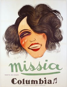 Affiche de Columbia Records annonçant la chanteuse française Missia, c.1935