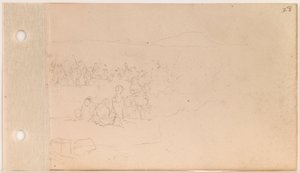 Rassemblement de la bande de Pahtanka (Grande Tête) sur le rivage (moitié droite) - Charles Ferdinand Wimar
