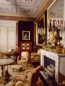 Le salon des visiteurs et portrait de la reine Hortense à gauche, Château de Malmaison à Rueil-Malmaison - Charles and Fontaine Pierre Percier