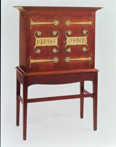 Le cabinet Kelmscott Chaucer, conçu par C.F.A. Voysey (1857-1941) et fabriqué par F. Coote, 1899