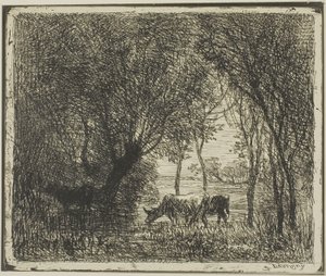 Vaches dans un bois - Charles Francois Daubigny