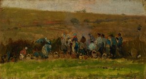 Paysans récoltant des pommes de terre - Charles Francois Daubigny
