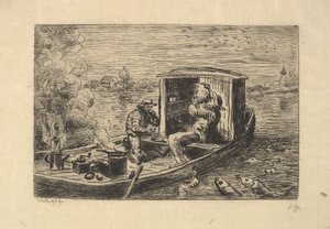 Dévorant un Repas, 1861. - Charles Francois Daubigny