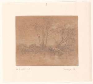 Paysage avec des vaches buvant - Charles Francois Daubigny
