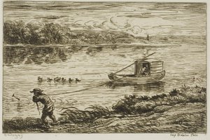 Garçon de navire tirant sur la corde (Hauling on the Rope) - Charles Francois Daubigny