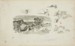 Croquis : Cadre rocheux et lapins