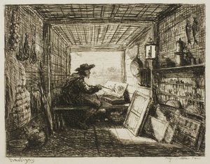Le studio de bateau, du Voyage en bateau - Charles Francois Daubigny