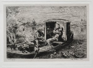 Le voyage en bateau : Festin ou déjeuner sur le bateau, 1861 - Charles Francois Daubigny