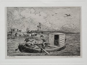 Le voyage en bateau : Le Mot de Cambronne La dispute, 1861 - Charles Francois Daubigny