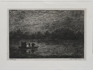 Le voyage en bateau : Voyage de nuit ou pêche au filet (deuxième version) - Charles Francois Daubigny