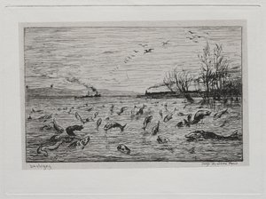 Le Voyage en Bateau : Réjouissance des Poissons au Départ du Moussaillon (Les Poissons) - Charles Francois Daubigny