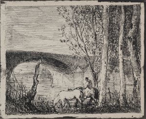Le Pont, impression originale 1862, imprimée en 1921 - Charles Francois Daubigny