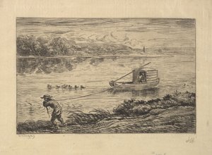 Le mousse remorque le bateau, 1861 - Charles Francois Daubigny