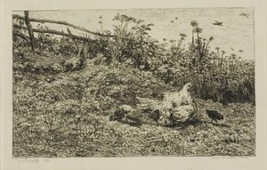 La Poule et ses poussins - Charles Francois Daubigny