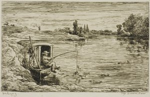Le garçon de navire à la pêche (Pêche à la ligne) - Charles Francois Daubigny