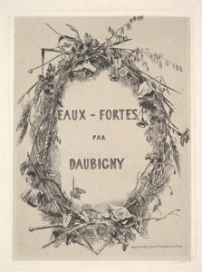 Couronne de fleurs sauvages, titre pour Eaux-Fortes par Daubigny