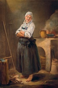 Une jeune femme de Saxe dans sa cuisine. Peinture de Charles François Hutin (1715-1776). 1756 - Charles Francois Hutin