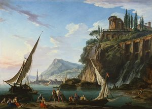 Scène côtière avec le Temple de Sibyl, Tivoli - Charles Francois Lacroix de Marseille