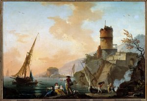 Marine, vue de la Méditerranée - Charles Francois Lacroix de Marseille