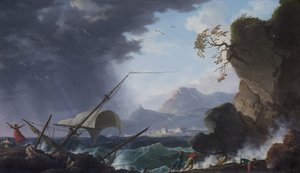 Un Naufrage sur une côte rocheuse - Charles François Grenier de Lacroix
