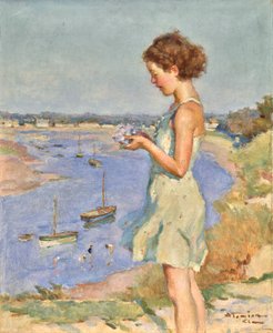 Jeune fille avec un hortensia bleu, Saint-Gilles-Croix-de-Vie - Charles-Garabed Atamian
