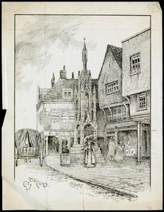 Vue du nord-ouest du Butter Cross, High Street, Winchester, Hampshire - Charles George Harper