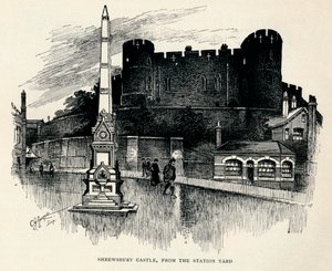 Château de Shrewsbury, depuis la cour de la gare, c. 1893