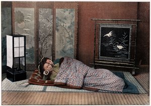 Une chambre au Japon, vers 1890
