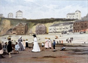 Sur la plage. Gravure par Gillot vers 1900 - Charles Gillot