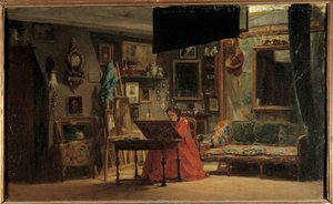 Princesse Mathilde (1820-1904) dans son atelier, rue de Courcelles Princesse Mathilde-Letizia Bonaparte devant son bureau. Peinture de Sébastien Charles Giraud (1819-1892). 19ème siècle. Dim 0,32 x 0,52 m Paris, Musée Carnavalet