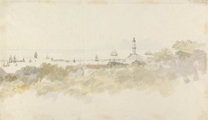 Gênes - Un paysage marin avec des navires - Charles Gore