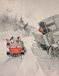 Sardines en conserve et le chauffeur de camion sarcastique, dessin humoristique par Chas Grave (1886-1944) de The Tatler, No 1406, 6 juin - Charles Grave