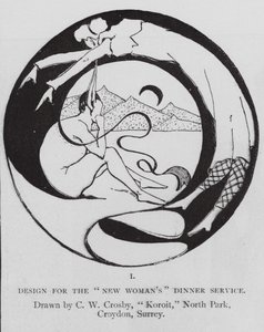 Dessin pour le service de table de la Nouvelle Femme (gravure) - Charles H. (after) Crosby