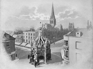 Chichester : La Cathédrale, le Marché-Croix et la Tour, vers 1896 - Charles H Barden