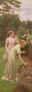 Deux dames cueillant des fleurs