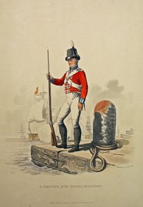 Un soldat des Royal Marines, gravé par Joseph Constantine Stadler, publié en 1815