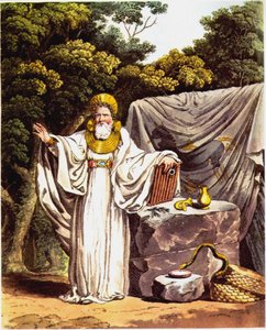 Archidruide en costume judiciaire complet, extrait de The Costume of the Original Inhabitants of the British - Charles Hamilton Smith